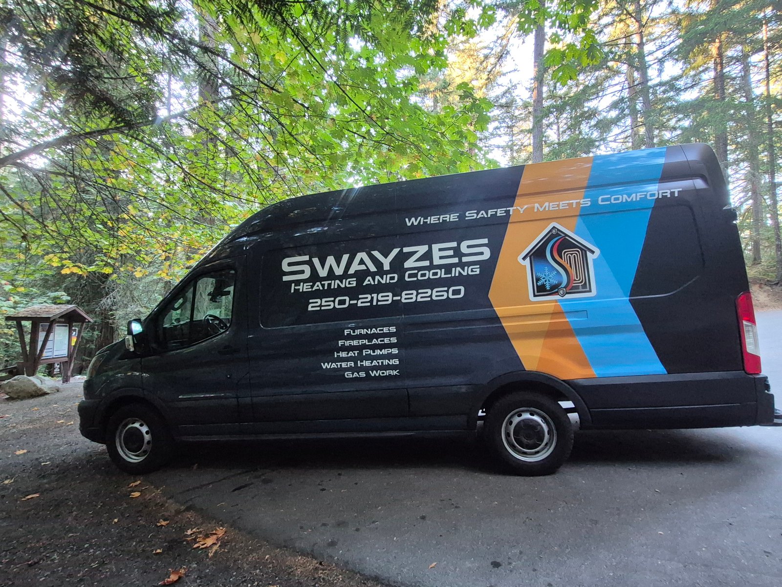 Swayzes Heating and Cooling branded service van